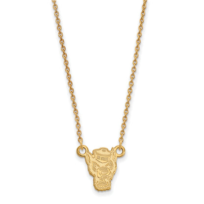 14K Yellow Gold Logoart North Carolina State University Wolf Small Pendant 18 Inch Necklace