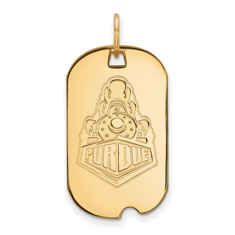 14K Yellow Gold Logoart Purdue University Boilermakers Train Logo Small Dog Tag Pendant
