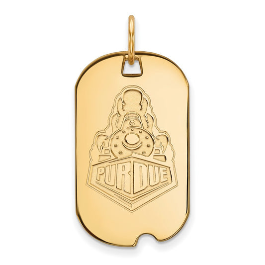 14K Yellow Gold Logoart Purdue University Boilermakers Train Logo Small Dog Tag Pendant