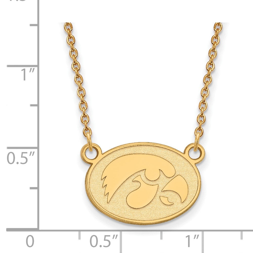 10K Yellow Gold Logoart University Of Iowa Hawk Small Oval Pendant 18 Inch Necklace