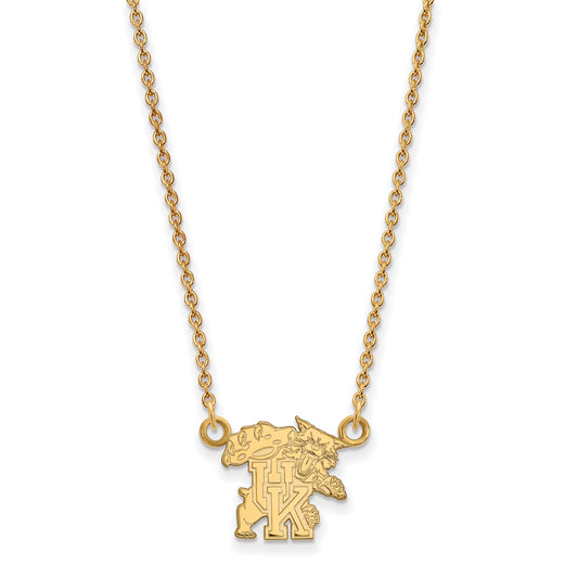 14K Yellow Gold Logoart University Of Kentucky U K Wildcat Small Pendant 18 Inch Necklace