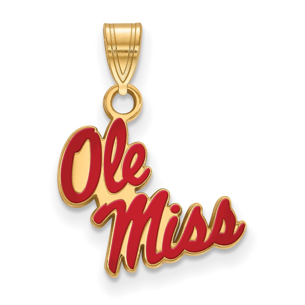 Gold Plated Sterling Silver Logoart University Of Mississippi Ole Miss Small Enameled Pendant