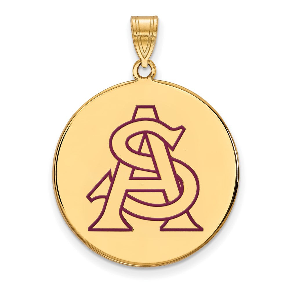 Gold Plated Sterling Silver Logoart Arizona State University A S Extra Large Enameled Disc Pendant