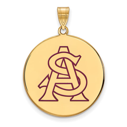 Gold Plated Sterling Silver Logoart Arizona State University A S Extra Large Enameled Disc Pendant