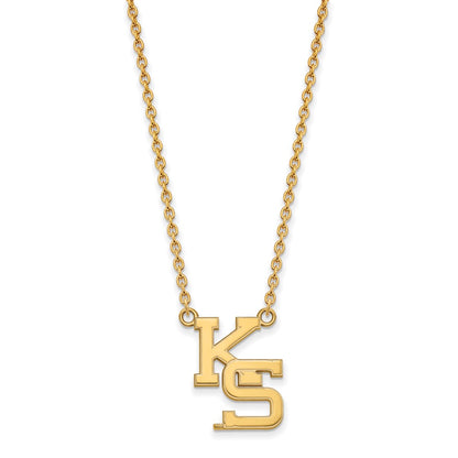 10K Yellow Gold Logoart Kansas State University K S Large Pendant 18 Inch Necklace