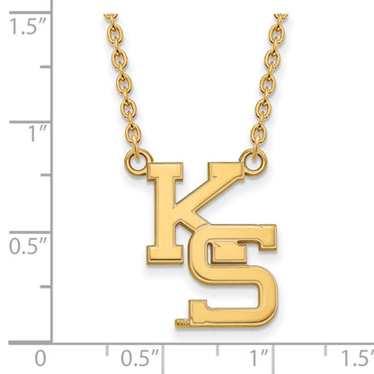10K Yellow Gold Logoart Kansas State University K S Large Pendant 18 Inch Necklace
