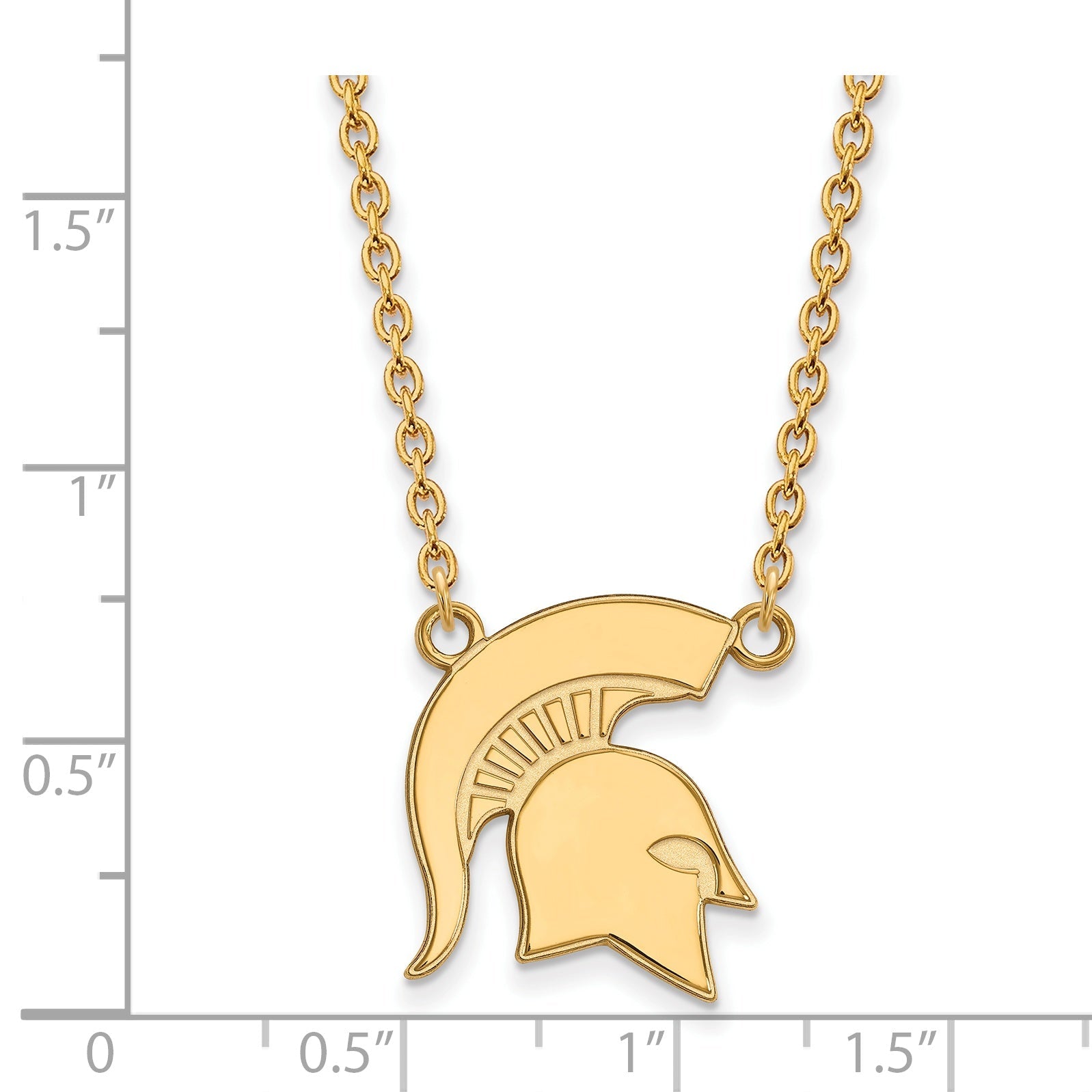 Gold Plated Sterling Silver Logoart Michigan State University Large Pendant 18 Inch Necklace