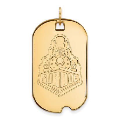 Gold Plated Sterling Silver Logoart Purdue University Boilermakers Train Logo Large Dog Tag Pendant