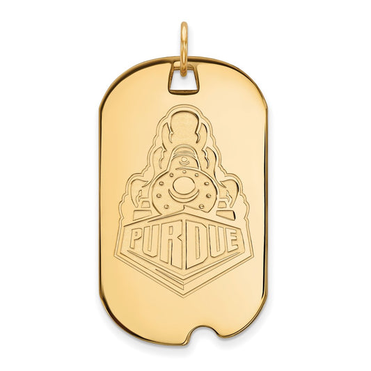 10K Yellow Gold Logoart Purdue University Boilermakers Train Logo Large Dog Tag Pendant