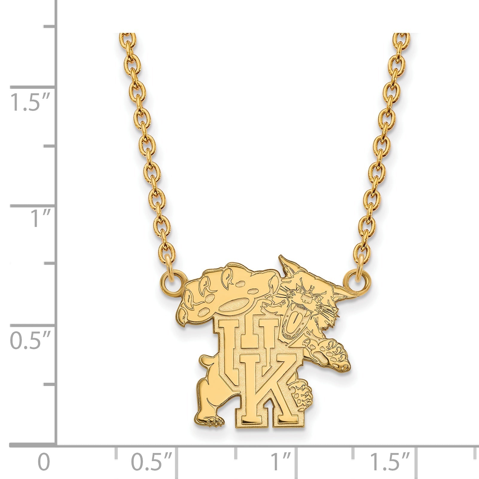 14K Yellow Gold Logoart University Of Kentucky U K Wildcat Large Pendant 18 Inch Necklace