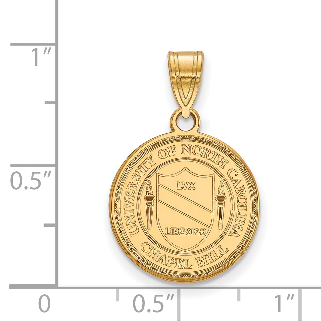 Gold Plated Sterling Silver Logoart University Of North Carolina Medium Crest Pendant