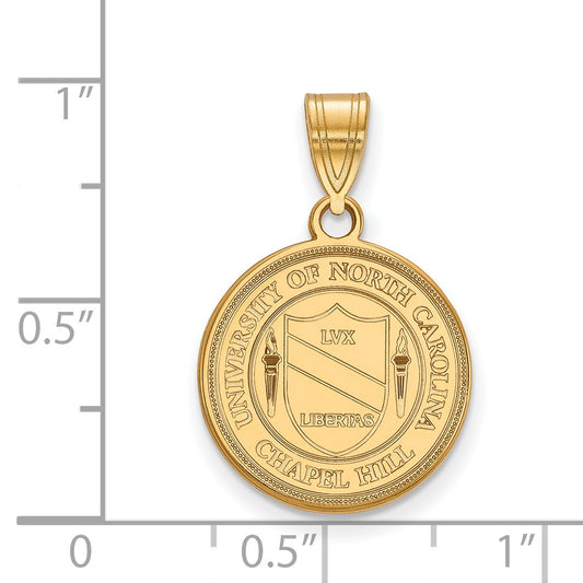 Gold Plated Sterling Silver Logoart University Of North Carolina Medium Crest Pendant