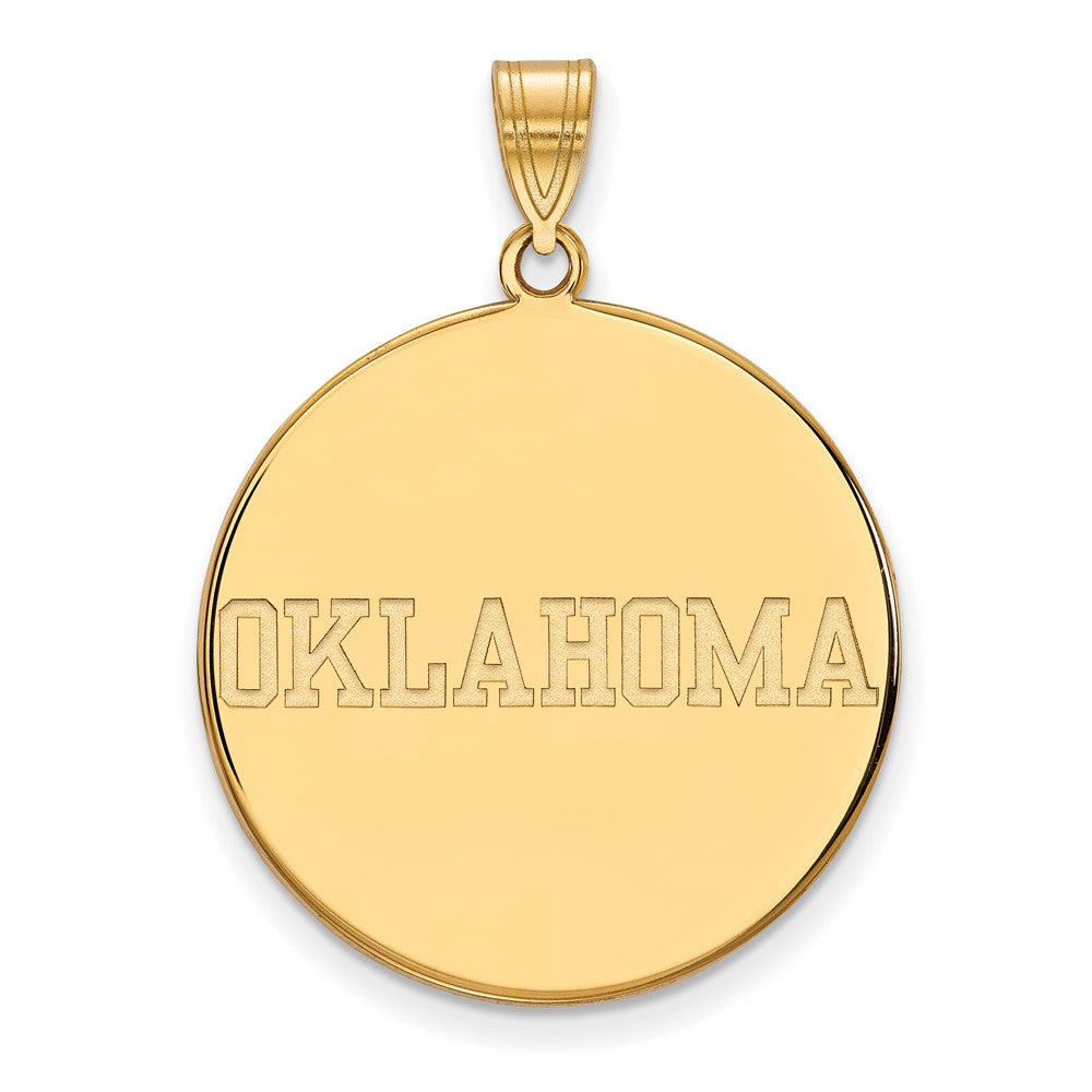 14K Yellow Gold Logoart University Of Oklahoma Extra Large Disc Pendant