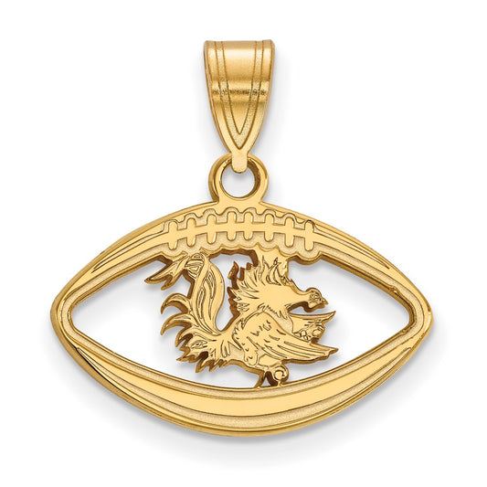 Gold Plated Sterling Silver Logoart University Of South Carolina Gamecock Football Pendant