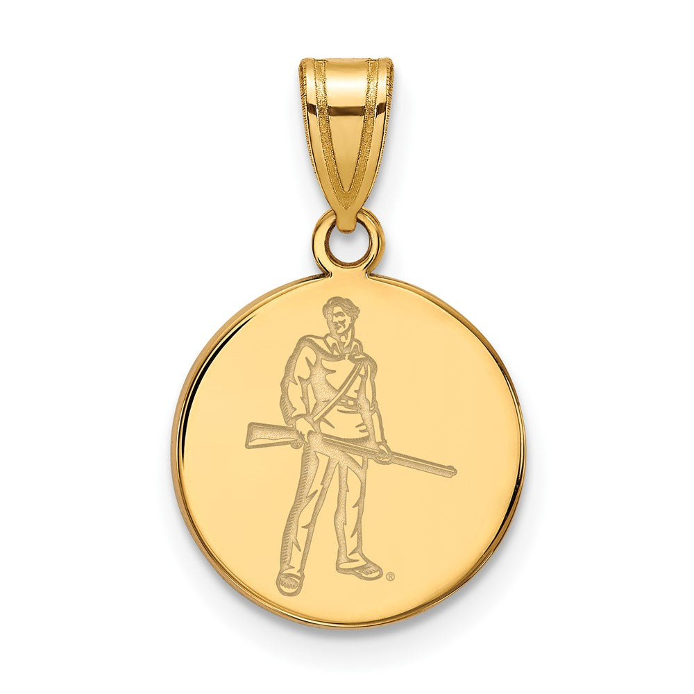 Gold Plated Sterling Silver Logoart West Virginia University Mountaineer Medium Disc Pendant