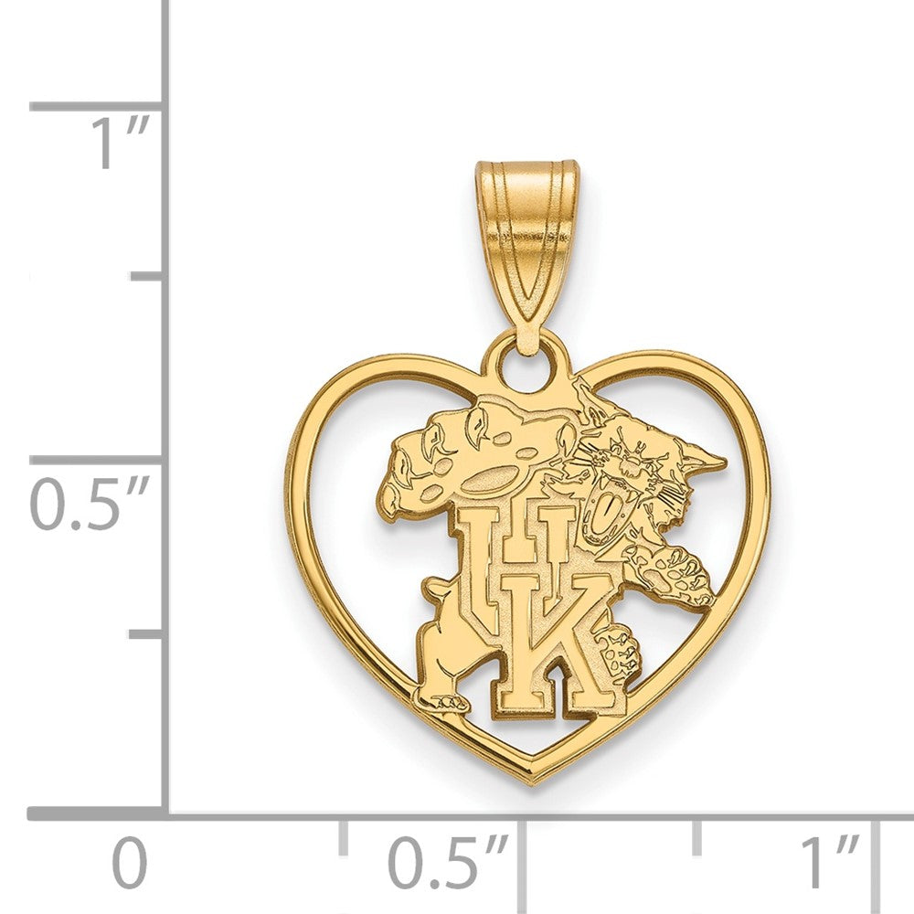 Gold Plated Sterling Silver Logoart University Of Kentucky U K Wildcat Heart Pendant