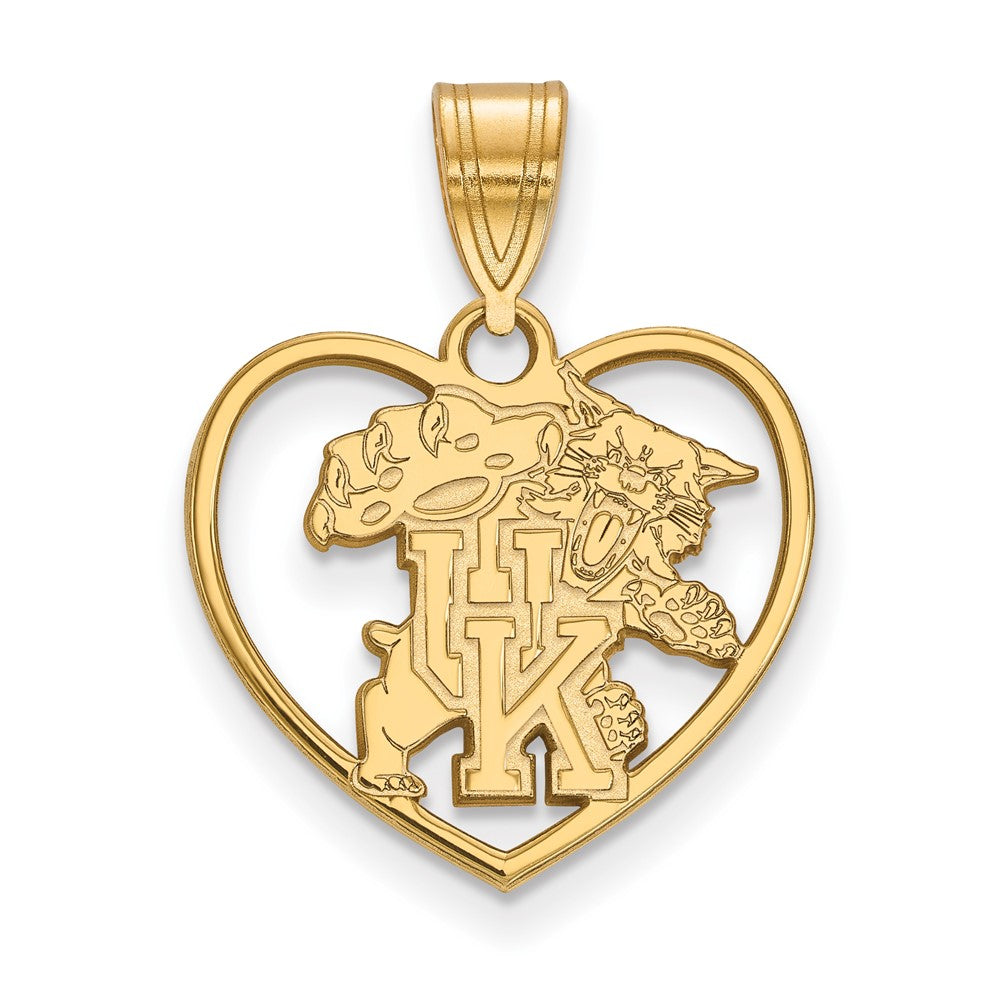 Gold Plated Sterling Silver Logoart University Of Kentucky U K Wildcat Heart Pendant