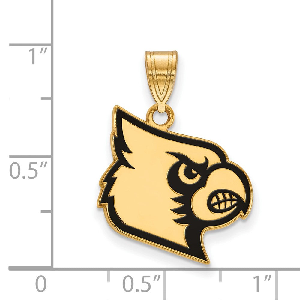 Gold Plated Sterling Silver Logoart University Of Louisville Cardinal Large Enameled Pendant