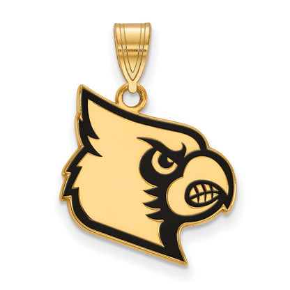 Gold Plated Sterling Silver Logoart University Of Louisville Cardinal Large Enameled Pendant