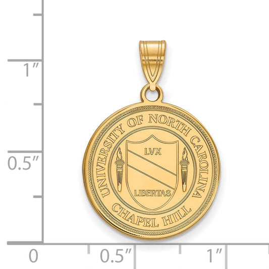 Gold Plated Sterling Silver Logoart University Of North Carolina Large Crest Pendant
