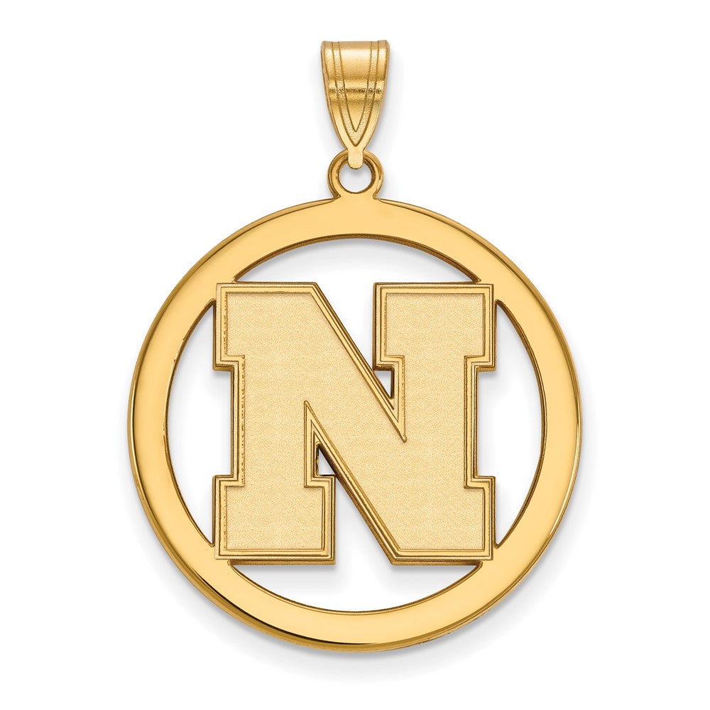 Gold Plated Sterling Silver Logoart University Of Nebraska Letter N Large Circle Pendant