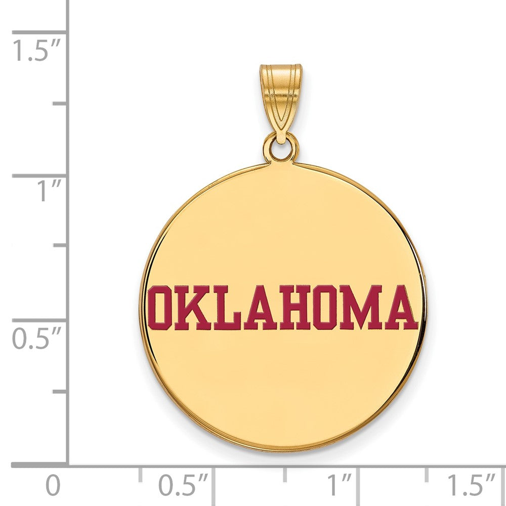 Gold Plated Sterling Silver Logoart University Of Oklahoma Extra Large Enameled Disc Pendant