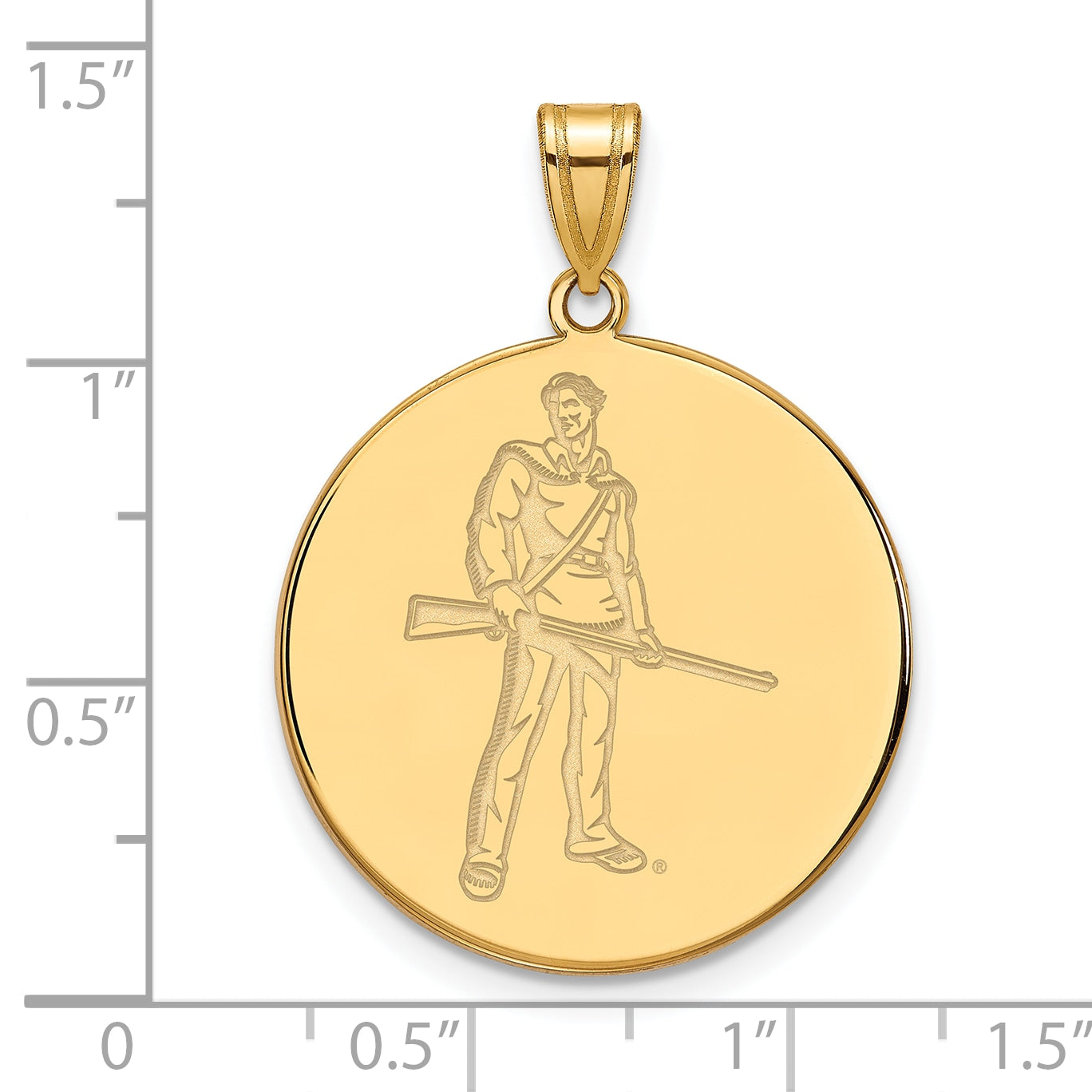 14K Yellow Gold Logoart West Virginia University Mountaineer Extra Large Disc Pendant