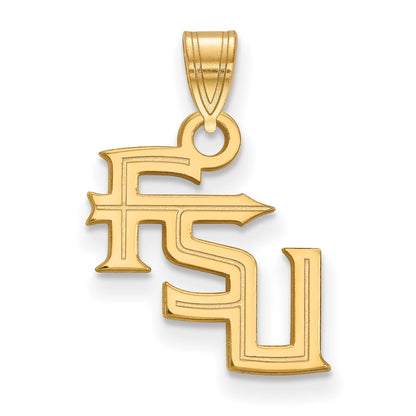 14K Yellow Gold Logoart Florida State University F S U Small Pendant