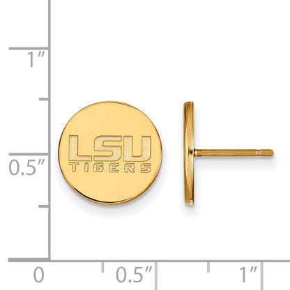 Gold Plated Sterling Silver Logoart Louisiana State University L S U Tigers Small Disc Post Earrings