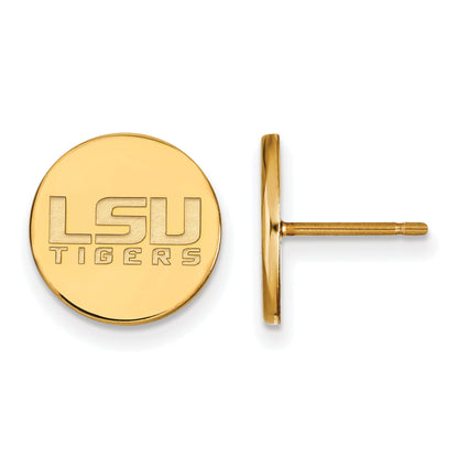 Gold Plated Sterling Silver Logoart Louisiana State University L S U Tigers Small Disc Post Earrings
