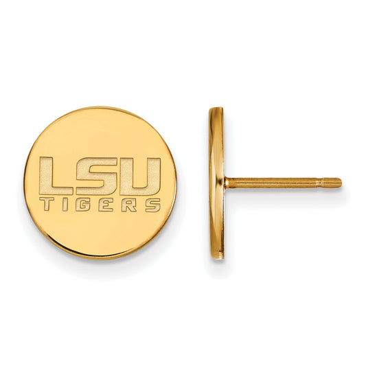 Gold Plated Sterling Silver Logoart Louisiana State University L S U Tigers Small Disc Post Earrings