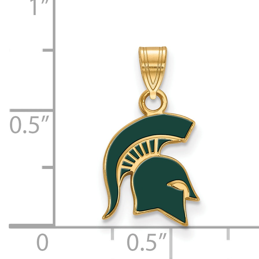 Gold Plated Sterling Silver Logoart Michigan State University Spartan Small Enameled Pendant