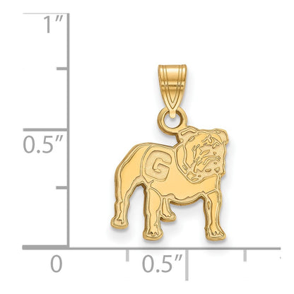 Gold Plated Sterling Silver Logoart University Of Georgia Bulldog Small Pendant