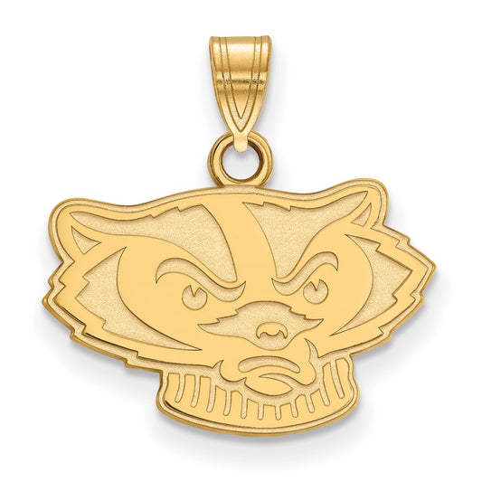 Gold Plated Sterling Silver Logoart University Of Wisconsin Badger Small Pendant