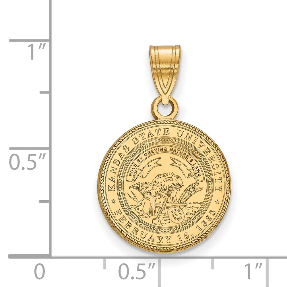 Gold Plated Sterling Silver Logoart Kansas State University Medium Crest Pendant