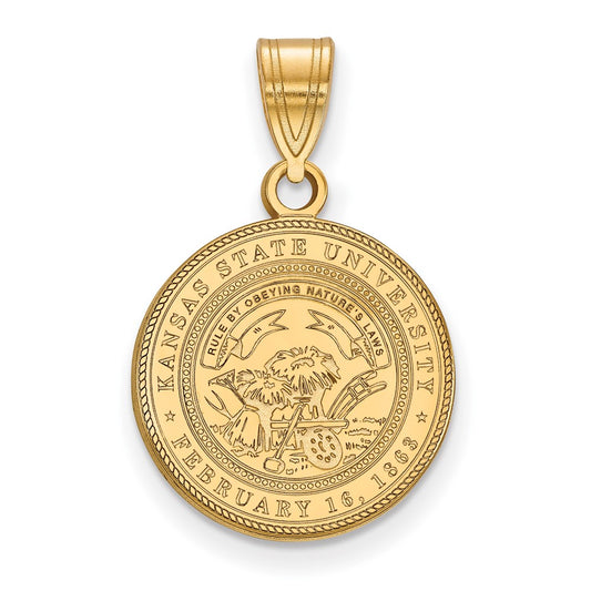 Gold Plated Sterling Silver Logoart Kansas State University Medium Crest Pendant