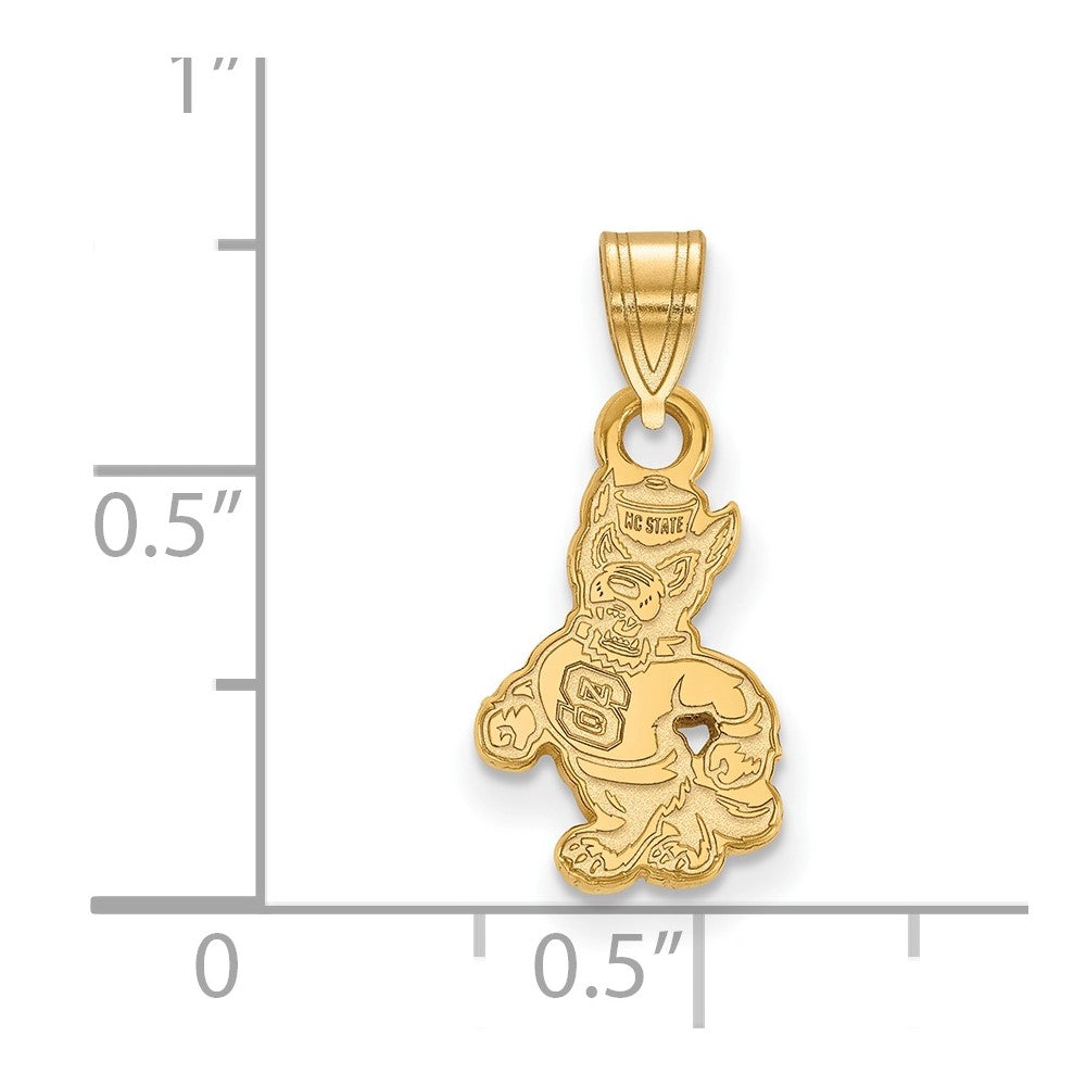Gold Plated Sterling Silver Logoart North Carolina State University Wolf Small Pendant