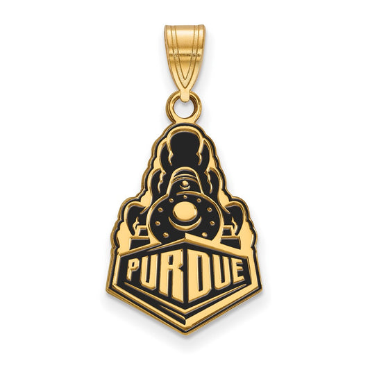 Gold Plated Sterling Silver Logoart Purdue University Boilermakers Train Logo Large Enameled Pendant