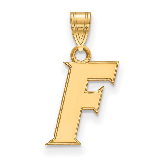 Gold Plated Sterling Silver Logoart University Of Florida Letter F Small Pendant