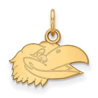 Gold Plated Sterling Silver Logoart University Of Kansas Jayhawk Extra Small Pendant