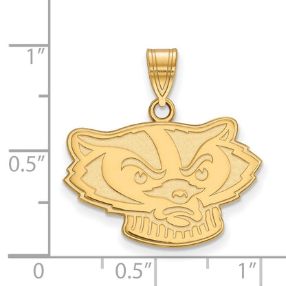 14K Yellow Gold Logoart University Of Wisconsin Badger Medium Pendant