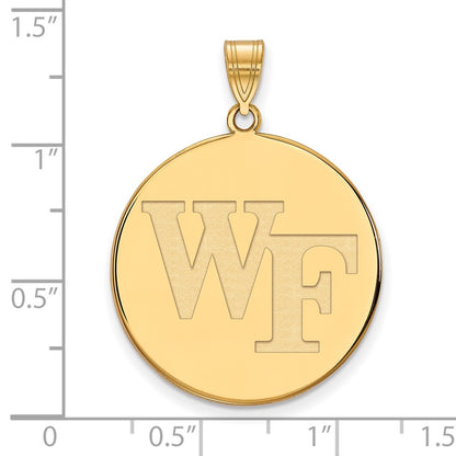 14K Yellow Gold Logoart Wake Forest University W F Extra Large Disc Pendant