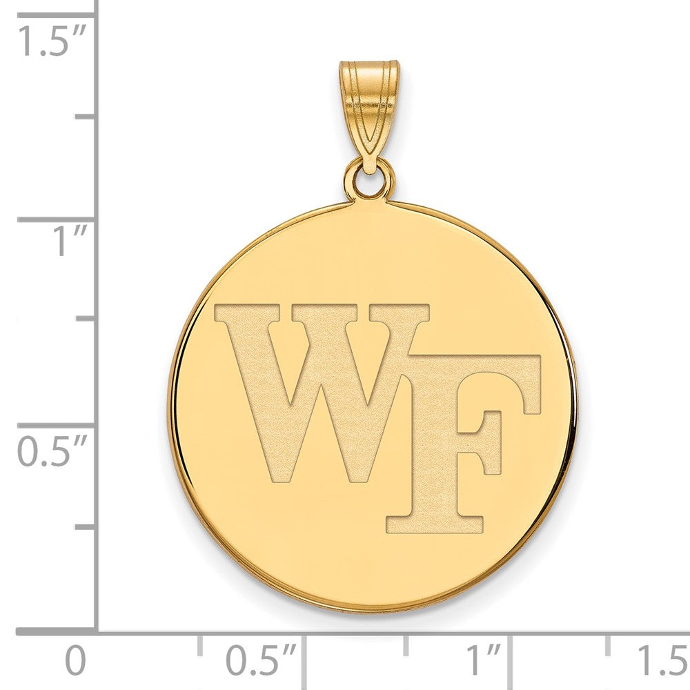 10K Yellow Gold Logoart Wake Forest University W F Extra Large Disc Pendant