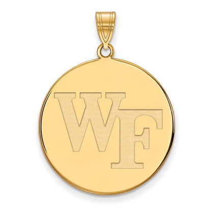 10K Yellow Gold Logoart Wake Forest University W F Extra Large Disc Pendant