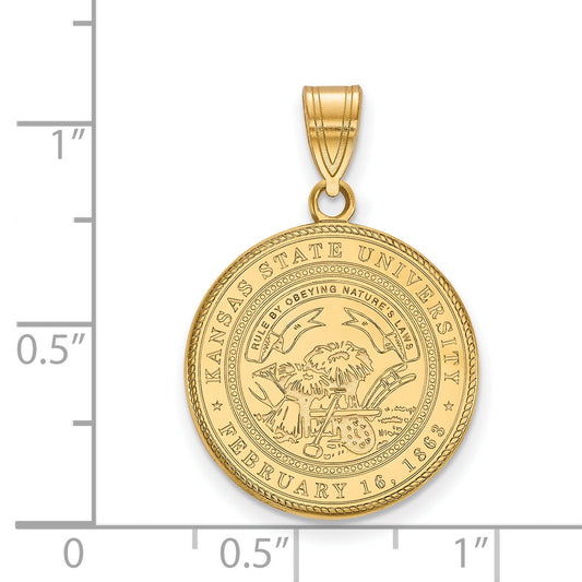 Gold Plated Sterling Silver Logoart Kansas State University Large Crest Pendant