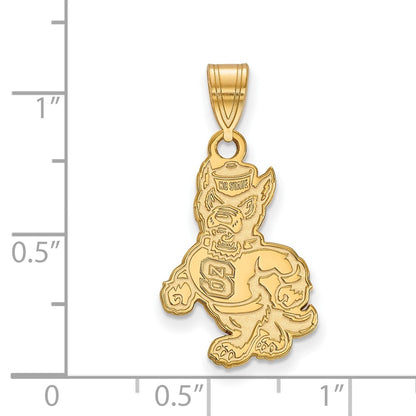 10K Yellow Gold Logoart North Carolina State University Wolf Large Pendant