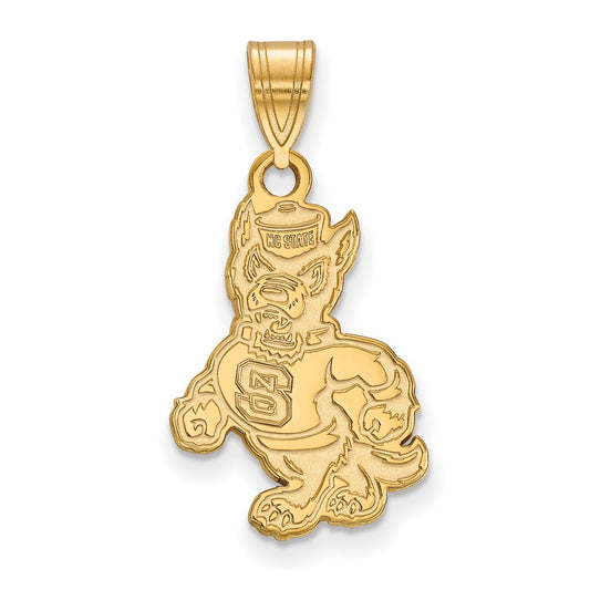10K Yellow Gold Logoart North Carolina State University Wolf Large Pendant