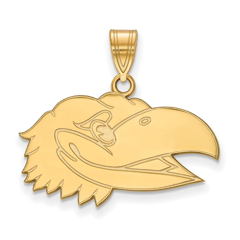 10K Yellow Gold Logoart University Of Kansas Jayhawk Medium Pendant