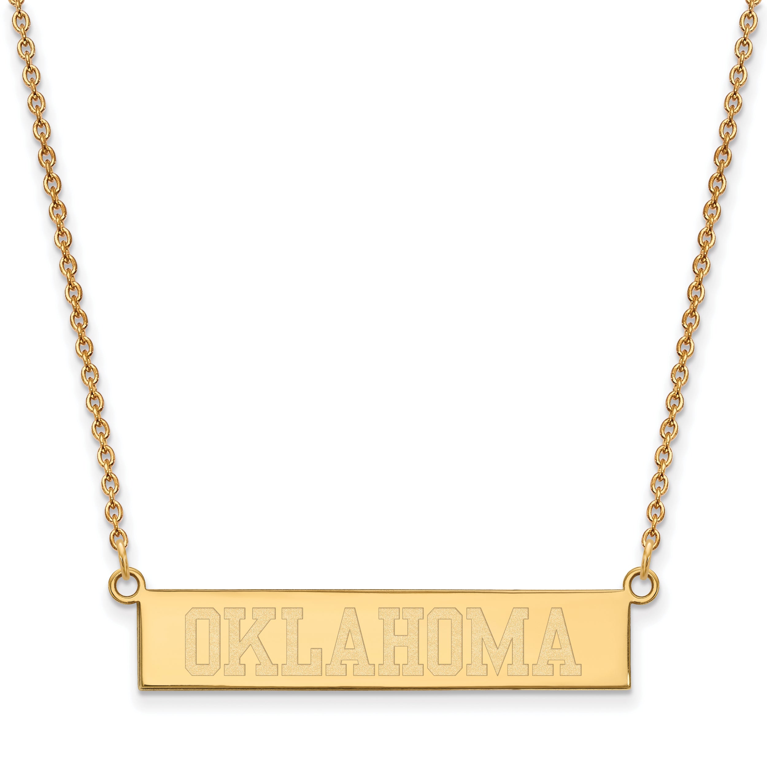 Gold Plated Sterling Silver Logoart University Of Oklahoma Small Bar 18 Inch Necklace