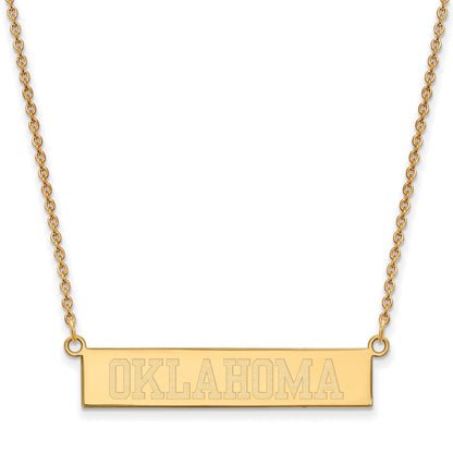 Gold Plated Sterling Silver Logoart University Of Oklahoma Small Bar 18 Inch Necklace